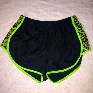 Bright green running shorts